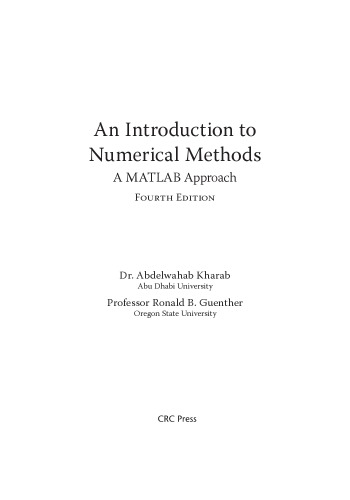 An Introduction To Numerical Methods A Matlab Approach 4th Ed Abdelwahab Kharab
