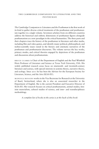 The Cambridge Companion To Literature And The Posthuman Bruce Clarke