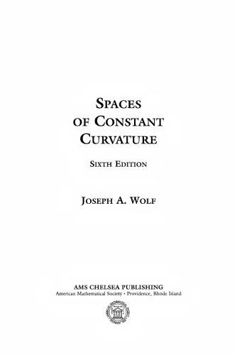 Spaces Of Constant Curvature Joseph A Wolf