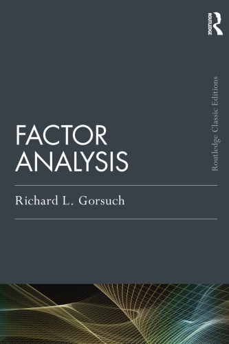 Factor Analysis Classic Second Edition Richard L Gorsuch