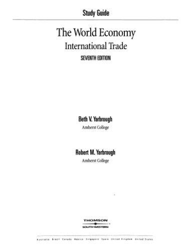 Study Guide To Accompany The World Economy International Trade 7th Edition Beth V Yarbrough