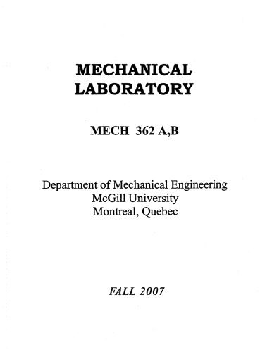 Mechanical Laboratory Manual Mech 362 A B Department Of Mechanical Engineering
