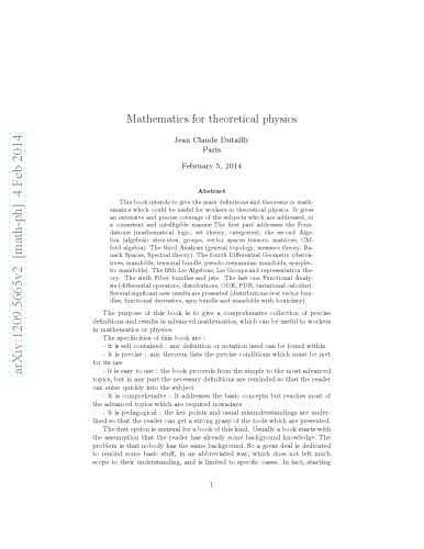 Mathematics For Theoretical Physics Draft Dutailly Jc