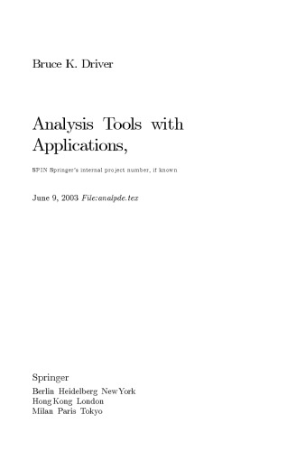 Analysis Tools With Applications Part 1 Draft Driver Bk