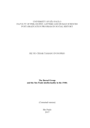 The Baruel Group And The So Paulo Intellectuality In The 1940s Silvio Tamaso Donofrio