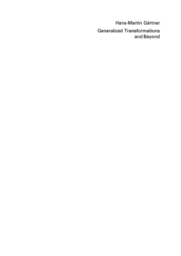Generalized Transformations And Beyond Reflections On Minimalist Syntax Grtner
