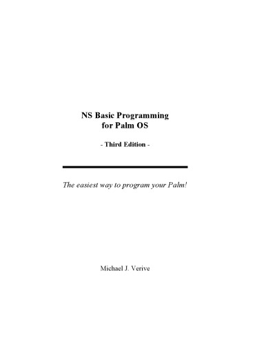 Ns Basic Programming For Palm Os 3rd Michael J Verive