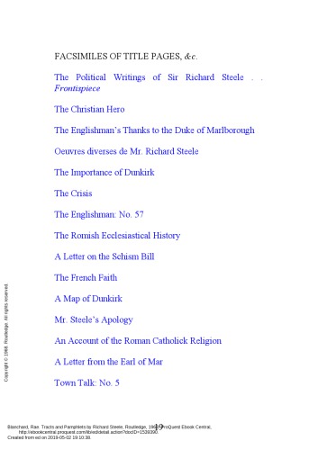 Tracts And Pamphlets By Richard Steele Blanchard Rae