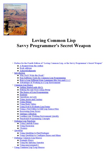 Loving Common Lisp Or The Savvy Programmers Secret Weapon Online Version 4th Ed Mark Watson