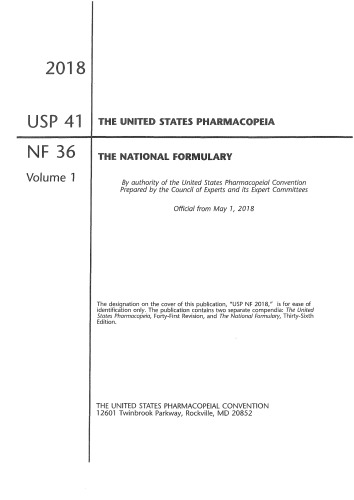 Us Pharmacopeia National Formulary 2018 Usp 41 Nf 36 The United States Pharmacopeial Convention