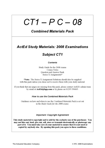 Financial Mathematics Ct1 Institute And Faculty Of Actuaries Ifoa