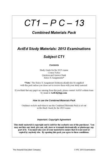 Financial Mathematics Ct1 Institute And Faculty Of Actuaries Ifoa