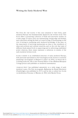 Writing The Early Medieval West Studies In Honour Of Rosamond Mckitterick Elina Screen Charles West