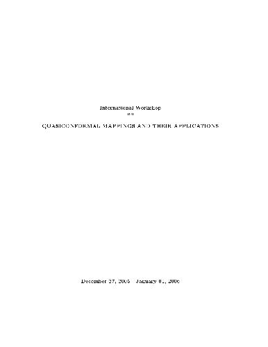 Quasiconformal Mappings And Their Applications Iwqcma05 Draft Madras S Ponnusamy