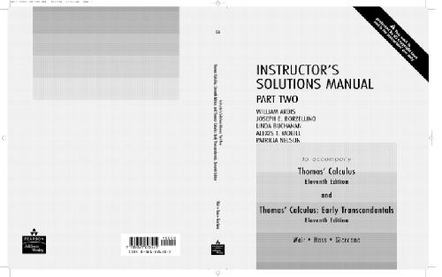 Instructors Solution Manual To Thomas Calculus Parts 1 And 2 Aw Weir