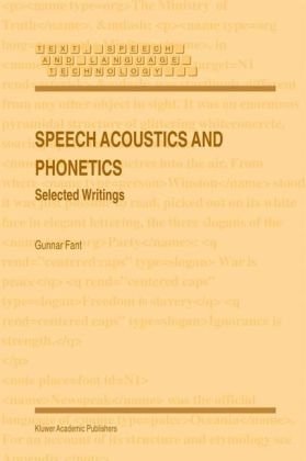 Speech Acoustics And Phonetics 1st Edition Gunnar Fant