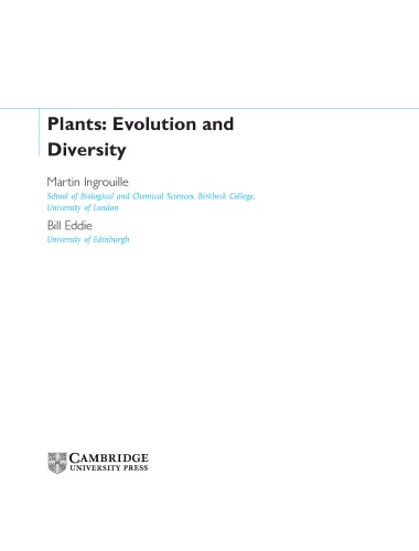 Plants Diversity And Evolution Martin Ingrouille Bill Eddie
