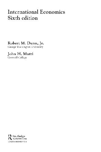 International Economics 6th Robert M Dunn Jr John H Mutti