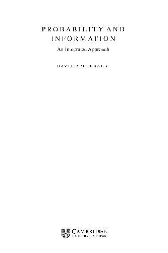 Probability And Information Integrated Approach 2nd Edition Applebaum