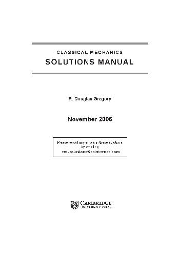 Classical Mechanics Solutions Gregory