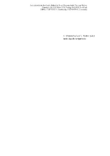 Ionic Liquids In Synthesis Wasserscheid P Ed Welton Tom Ed