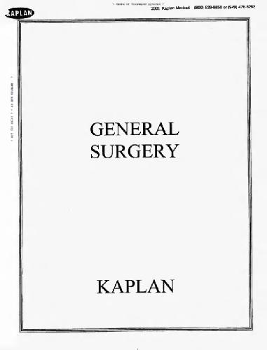 Kaplan Usmle Step 2 General Surgery