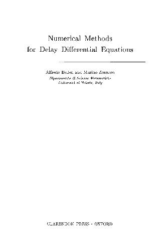 Numerical Methods For Delay Differential Equations Alfredo Bellen