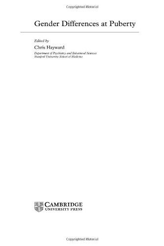 Gender Differences At Puberty Chris Hayward
