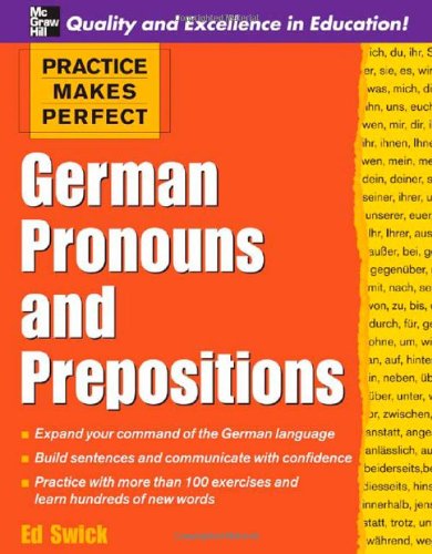 German Pronouns And Prepositions 1st Edition Ed Swick