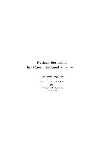 Langtangen Python Scripting For Computational Science