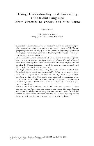 Using Understanding And Unraveling The Ocaml Language Didier Remy