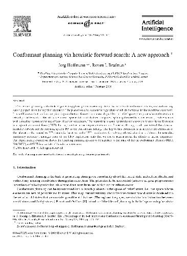 Artificial Intelligence Conformant Planning Vis Heuristic Forward Search A New Approach Jorg Hoffmann