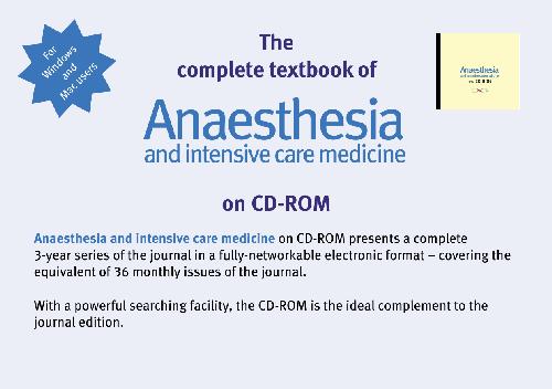 Complete Textbook Of Anaesthesia And Intensive Care Medicine On Cdrom