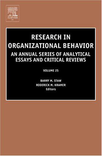 Research In Organizational Behavior Barry Staw