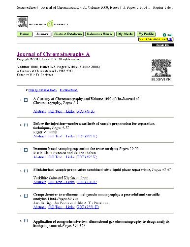 A Century Of Chromatography And Volume 1000 Of The Journal Of Chromatography