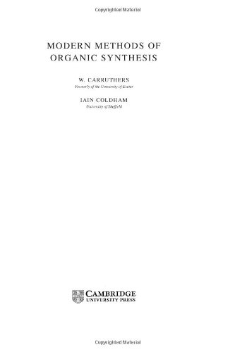 Modern Methods Of Organic Synthesis 4th Edition W Carruthers