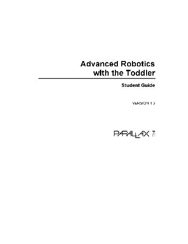 Advanced Robotics With The Toddler Student Guide Version 12 Bill Wong