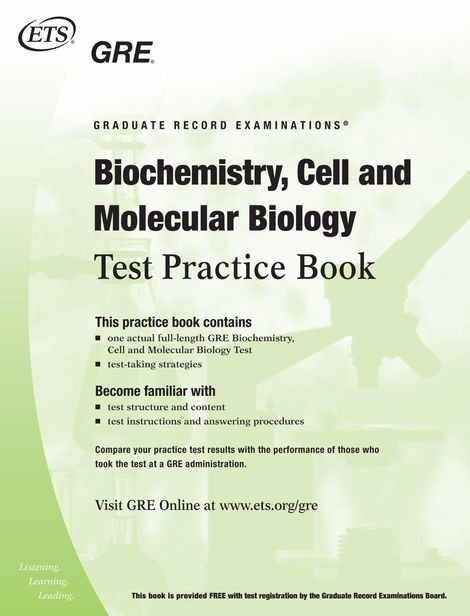 Gre Biochemistry Cell And Molecular Biology Test Practice Book Educational Testing Service