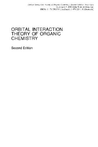 Orbital Interaction Theory Of Organic Chemistry 2nd Ed