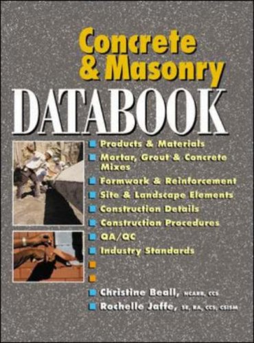 Concrete And Masonry Databook 1st Edition Christine Beall Rochelle Jaffe