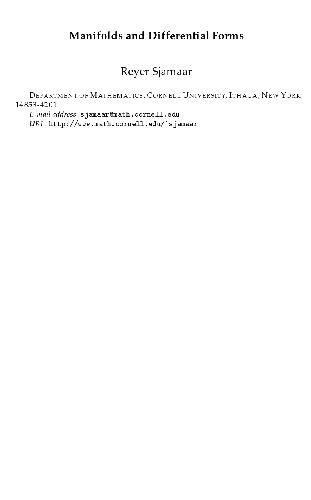 Manifolds And Differential Forms Sjamaar R