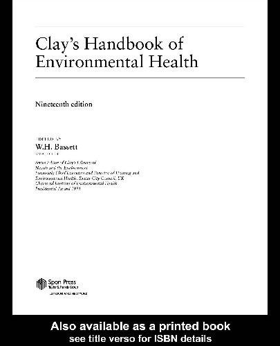 Clays Handbook Of Environmental Health Henry Hurrell Clay W H Bassett