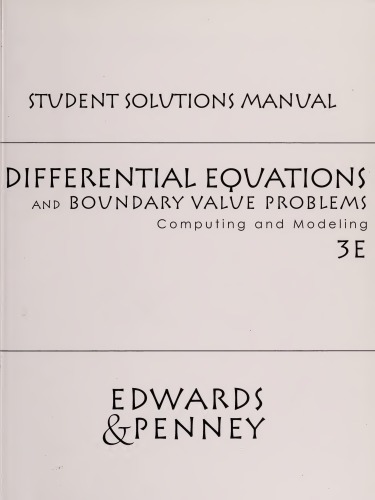 Differential Equations And Boundary Value Problems Students Solutions Manual 3rd Edition C Henry Edwards