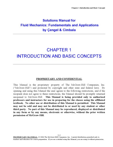 Fluid Mechanics Fundamentals And Applications Instructors Solution Manual 1st Edition Yunus A Engel