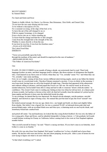 Mount Misery Shem Samuel Md