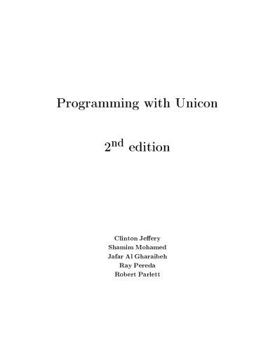 Programming With Unicon 2nd Ed Clinton Jeffery Shamim Mohamed