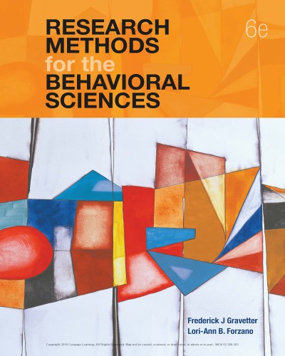 Research Methods For The Behavioral Sciences 6th Ed 6th Edition Frederick J Gravetter