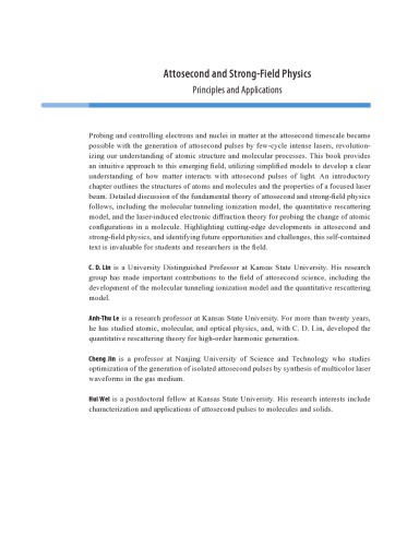 Attosecond And Strongfield Physics Principles And Applications C D Lin