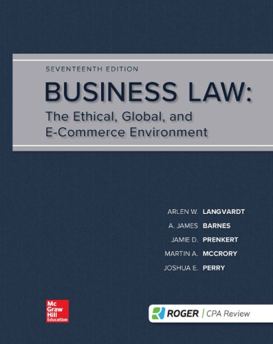 Business Law The Ethical Global And Ecommerce Environment 17th Edition Arlen W Langvardt