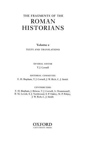 The Fragments Of The Roman Historians Vol 2 Texts And Translations Timothy J Cornell